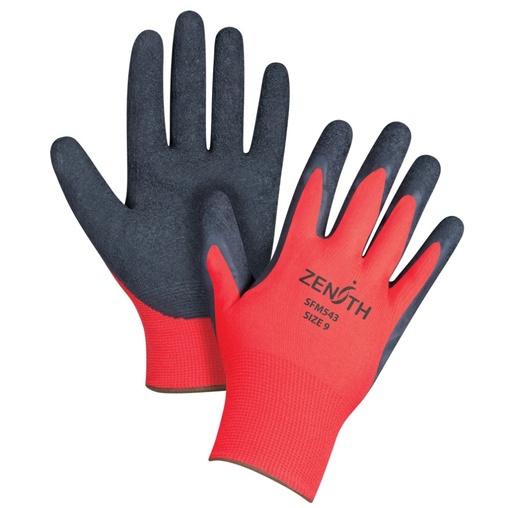 [SFM543] Zenith Coated Gloves, 9/Large, Rubber Latex Coating, 13 Gauge, Polyester Shell