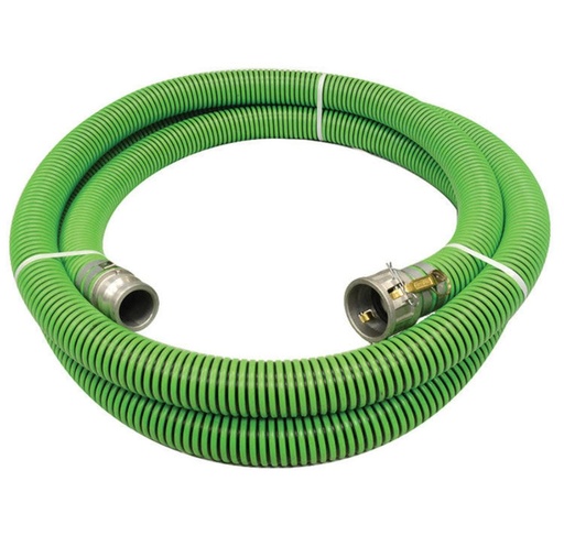 [EPDMWS-2-CGAC-CGAE-20] 2 IN X 20 ft Liquid Suction Hose, Green Polyethylene Helix with Alum. Type C & Type E ends 