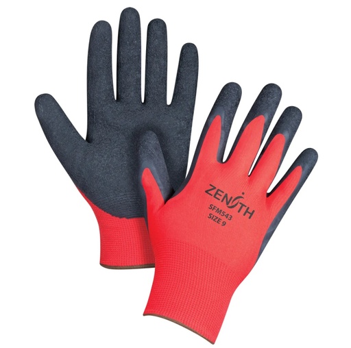 [SFM543] Zenith Coated Gloves, 9/Large, Rubber Latex Coating, 13 Gauge, Polyester Shell